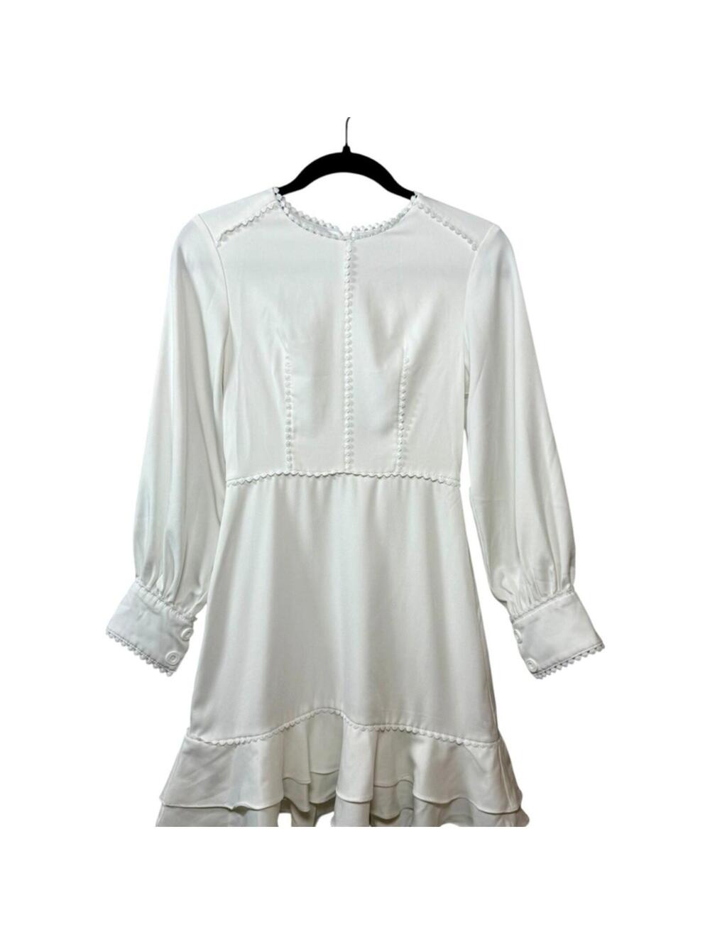 Elegant White Ruffle crochet detail Dress by Marc